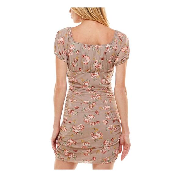 ULTRA FLIRT Womens Short Dress Beige Crochet Trim Lined Pullover Juniors S - Picture 2 of 4